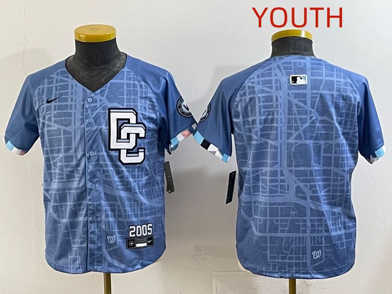 Youth 2025 Washington Nationals Blank Blue Joint Name Nike MLB Jersey style 1